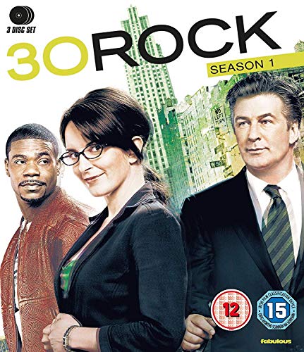 30 Rock Season 1 Blu-ray cover with Tina Fey, Tracy Morgan, and Alec Baldwin.
