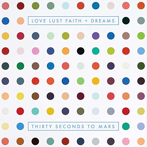 Love Lust Faith + Dreams" CD cover with colorful polka dots.