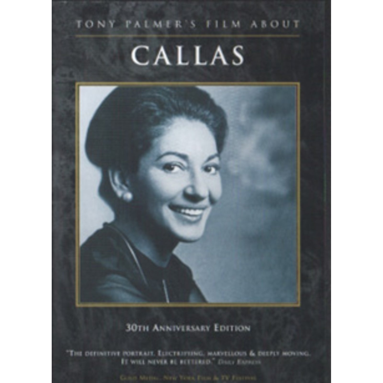 DVD cover featuring a black and white portrait of opera singer Maria Callas.