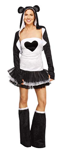 Fever Women's Panda Costume, Tutu Dress, Jacket & Bootcovers, Size: S, Colour: Black and White, 22797