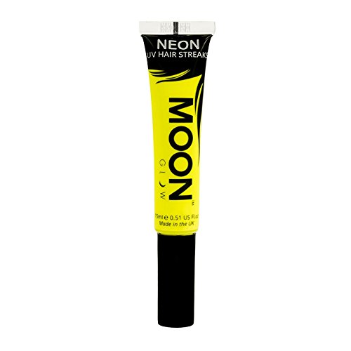 Moon Glow - Neon UV Hair Color Streaks 15ml Yellow - Hair Mascara - Temporary wash out hair colour dye - Glows brightly under UV Lighting!