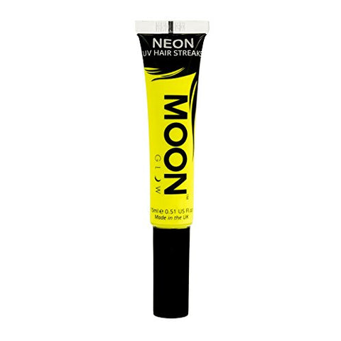 Moon Glow - Neon UV Hair Color Streaks 15ml Yellow - Hair Mascara - Temporary wash out hair colour dye - Glows brightly under UV Lighting!