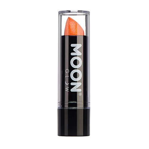 Neon UV Glitter Lipstick by Moon Glow - Orange - Bright Neon Coloured Lipstick - Glows under UV