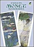 Bookmarks featuring Monet’s paintings of water lilies and a woman with an umbrella.