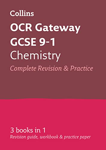 Red textbook cover: "OCR Gateway GCSE 9-1 Chemistry" with "3 books in 1".