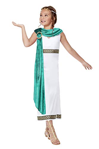 Smiffys 71013M Deluxe Girls Roman Empire Costume, White, M - Age 7-9 years