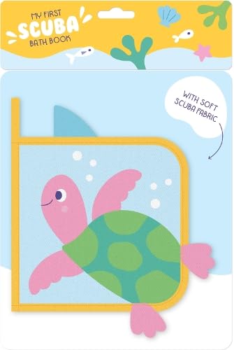 Pink turtle bath book with rounded corners, packaged in clear plastic.