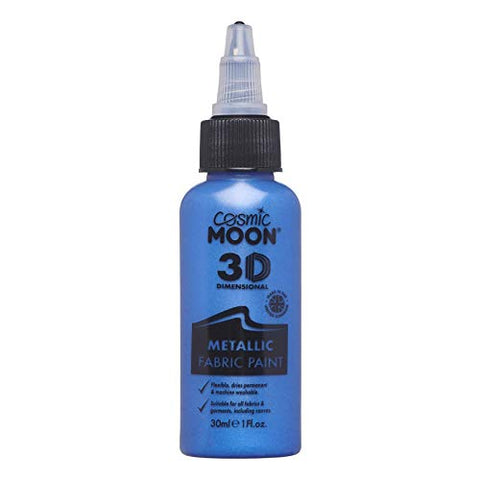 Cosmic Moon - Metallic 3D Fabric Paint - 30ml - Blue - Textile paint for clothes, t-shirts, bags, shoes & canvas