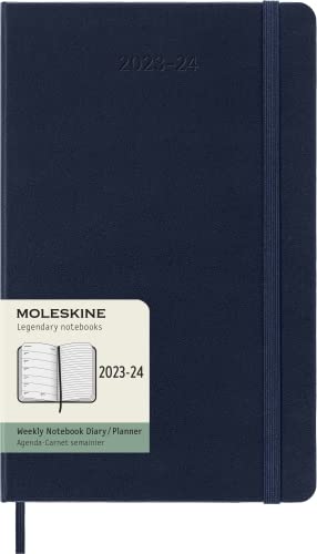 Moleskine Weekly Planner 2023-2024, 18-Month Agenda, Weekly Diary with Hard Cover, Large Size 13 x 21 cm , Colour Sapphire Blue