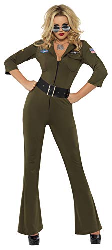 Smiffys Officially Licensed Top Gun Aviator, Green, S - UK Size 08-10
