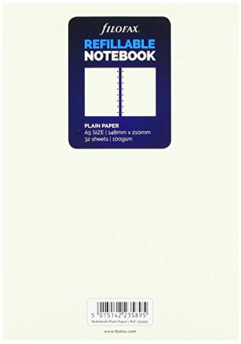 Filofax A5 Notebook Refill - Plain Paper White