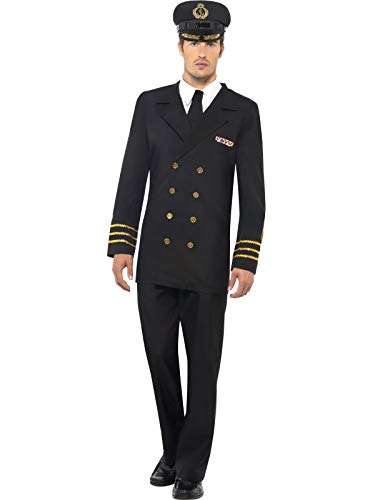 Smiffys Navy Officer Costume, Black, M - Size 38 inch-40 inch