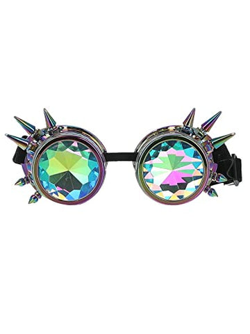 Smiffys 53027 Fever Studded Rainbow Festival Goggles, Unisex Adult, Multi-Colour, One Size