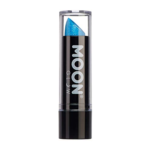 Neon UV Glitter Lipstick by Moon Glow - Blue - Bright Neon Coloured Lipstick - Glows under UV