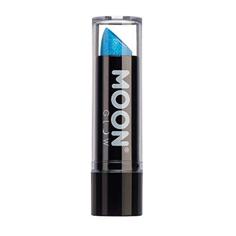 Neon UV Glitter Lipstick by Moon Glow - Blue - Bright Neon Coloured Lipstick - Glows under UV