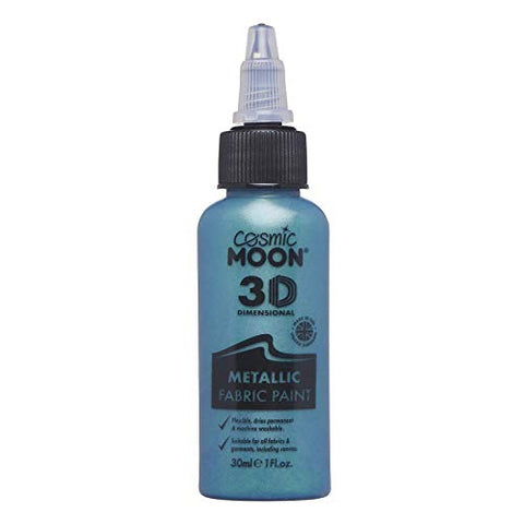 Cosmic Moon - Metallic 3D Fabric Paint - 30ml - Green - Textile paint for clothes, t-shirts, bags, shoes & canvas