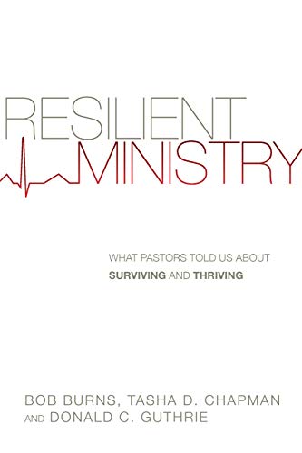 Book cover: “Resilient Ministry” with red text and a heartbeat line.