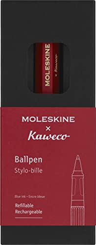 Moleskine x Kaweco Ballpen Refillable Pen in ABS plastic for Writers, Note-takers, Refill 1.0 mm with Blue Ink Included, Color Red