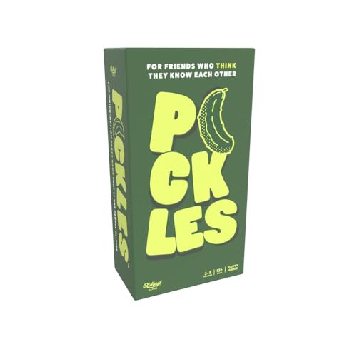Green box for “Pickles” card game featuring a pickle illustration.