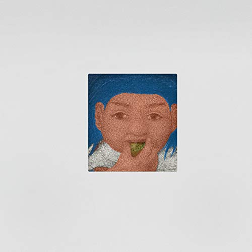 CD cover: digital art portrait of a person with blue hair.