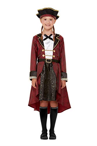 Smiffys 71037T2 Deluxe Swashbuckler Pirate Costume, Girls, Red, Toddler - Age 3-4 years