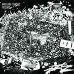 Black and white vinyl record cover with abstract crowd illustration.