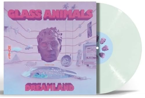 Glass Animals album cover with surrealist artwork and semi-transparent white vinyl record.