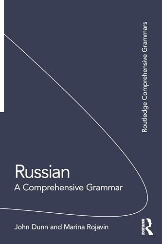 Dark blue book cover with white text: "Russian: A Comprehensive Grammar".