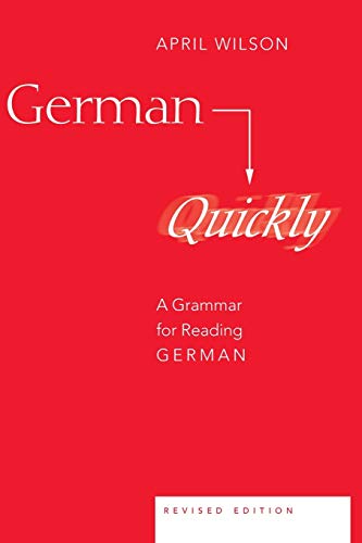 Red book cover with white text: "German Quickly," a grammar guide.