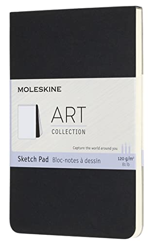 Moleskine 9 x 14 cm Pocket Size Art Sketchbook, Paper for Pencils, Charcoal, Pens, Fountain Pens and Markers Soft Cover, Colour Black, 48 Pages