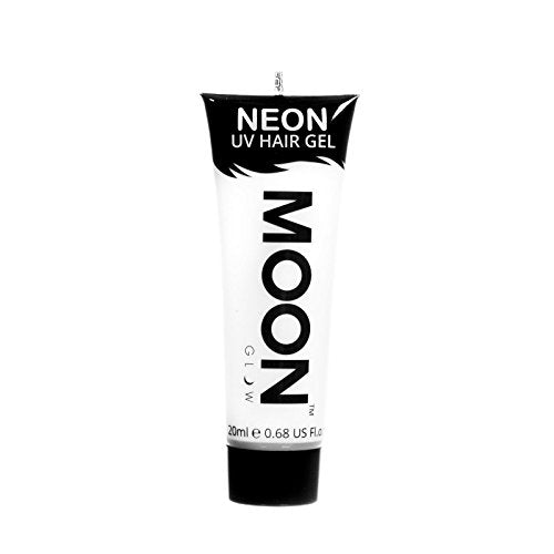Moon Glow - Neon UV Hair Gel - 20ml White – Temporary wash out hair colour dye - Spike and glow!