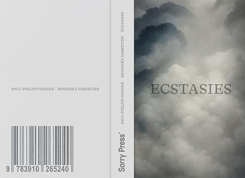 Book cover: dark stormy sky, white text “ECSTASIES”, barcode on spine.