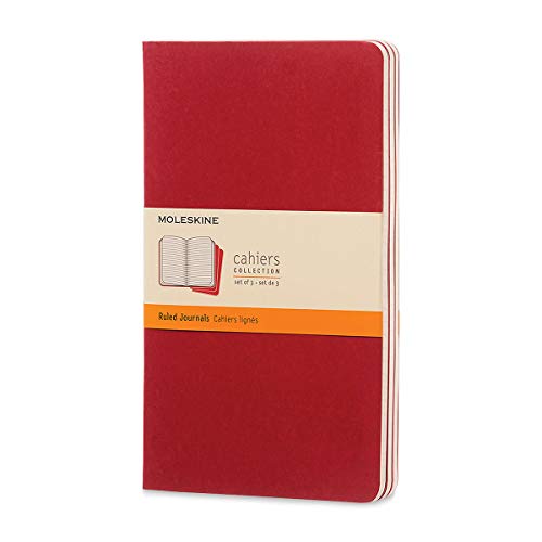 Moleskine Ruled Cahier L - Red Cover (3 Set)