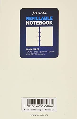 Filofax Pocket Notebook Plain Paper Refi