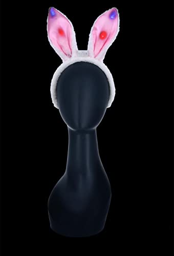 Smiffys 53308 LED Bunny Ears, Unisex Children, White & Pink, One Size