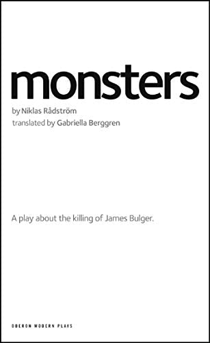 Book cover with black text on a white background titled Monsters by Niklas Rådström.