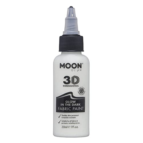 Moon Glow - Glow in the Dark 3D Fabric Paint - 30ml - Invisible - Textile paint for clothes, t-shirts, bags, shoes & canvas