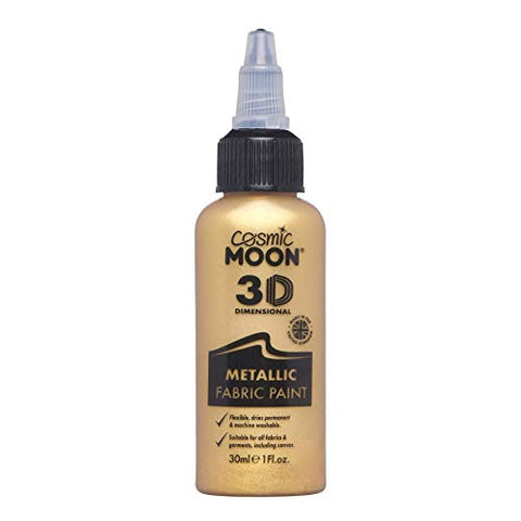 Cosmic Moon - Metallic 3D Fabric Paint - 30ml - Gold - Textile paint for clothes, t-shirts, bags, shoes & canvas