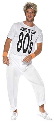 Smiffys Made in 80s Costume, White, L - Size 42"-44"