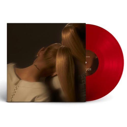 Ariana Grande’s “Eternal Sunshine” vinyl record, red disc and cover art.