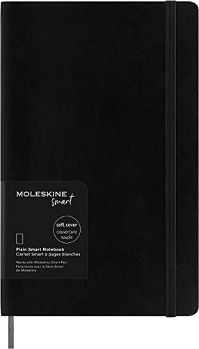 Moleskine Smart Notebook, Smart Writing System, Smart Notebook with Soft Cover, Blank Pages and Elastic Closure, Large Format 13 x 21, Colour Black