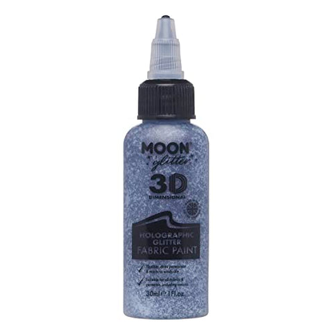 Moon Glitter - Holographic Glitter 3D Fabric Paint - 30ml - Black - Textile paint for clothes, t-shirts, bags, shoes & canvas