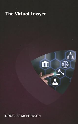 Book cover: "The Virtual Lawyer" with legal symbols and a hand.