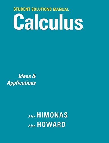 Applied Calculus: Student Solutions Manual