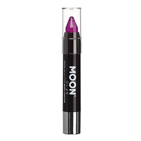 Moon Glow - Neon UV Glitter Face Paint Stick/Body Crayon makeup for the Face & Body - Purple - Glows brightly under UV lighting