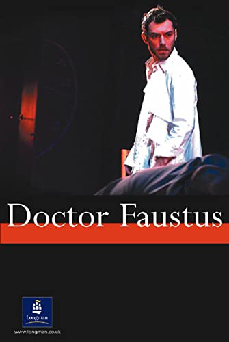 Book cover featuring a man in a white shirt with the title Doctor Faustus.