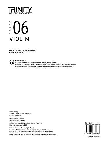 Trinity College London Violin Exam Pieces 2020-2023: Grade 6 (Violin Part Only)
