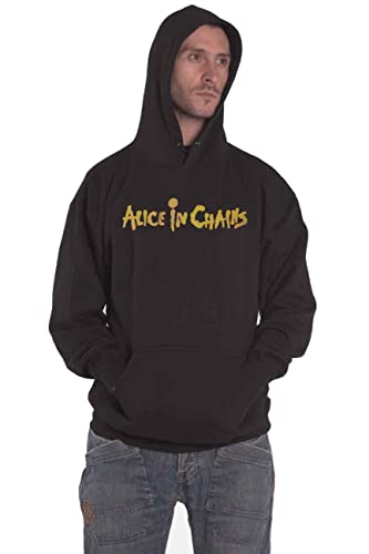 Alice in Chains Hoodie Dirt Band Logo Official Mens Black Pullover L