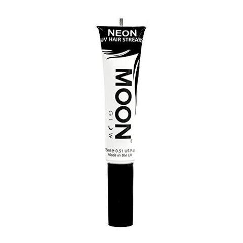 Moon Glow - Neon UV Hair Color Streaks 15ml White - Hair Mascara - Temporary wash out hair colour dye - Glows brightly under UV Lighting!