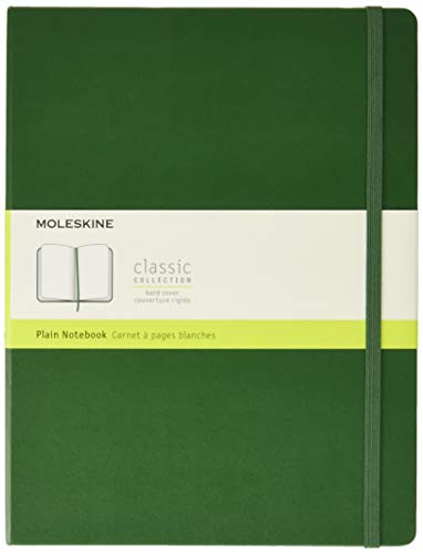 Moleskine Classic Plain Paper Notebook - Hard Cover And Elastic Closurejournal, Myrtle Green, Extra Large 19 X 25 A4, 192 Pages